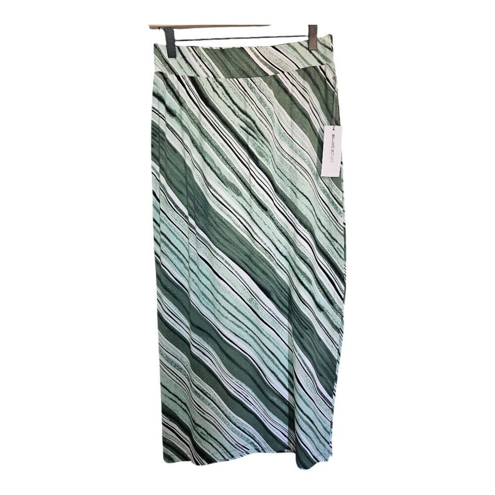 NEW Liz Claiborne Women's Striped Pull-On Maxi Skirt Green Size Small